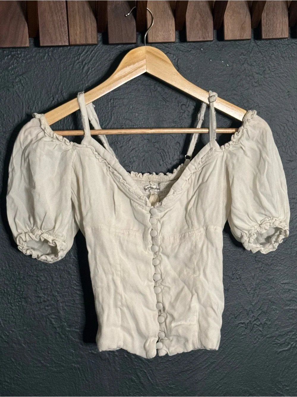 Reformation Cream Puff Sleeve Button Front Top - Cream